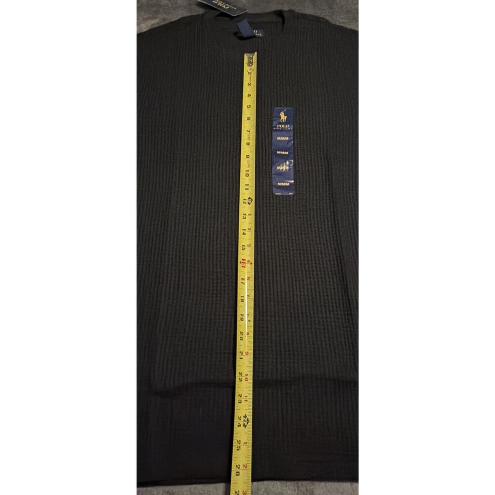 Medium Mens Polo Ralph Lauren Thermal Waffle Knit Long Sleeve Shirt BLACK - Picture 4 of 8